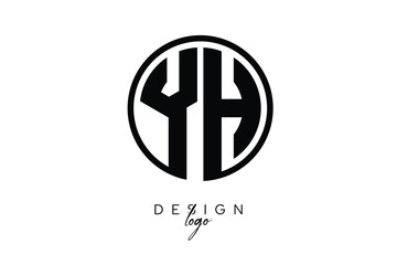 YH Circular Monogram Logo Modern Black & White Emblem for Luxury Branding & Elegant Visual Identity