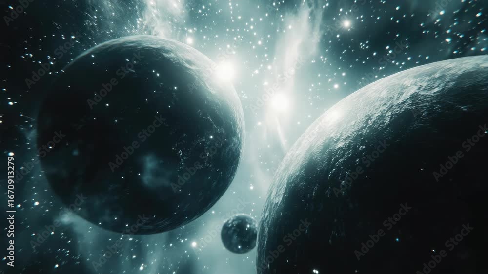 Wall mural astro with celestial bodies in motion against cosmic backdrop, evoking a sense of wonder.