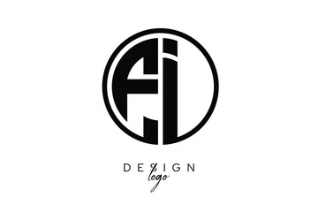 Fi Circular Monogram Logo Modern Black & White Emblem for Luxury Branding & Elegant Visual Identity