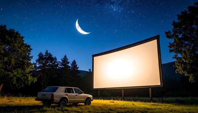 Fototapeta Night Drivein Movie Screen.