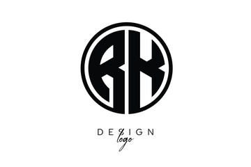 RK Circular Monogram Logo Modern Black & White Emblem for Luxury Branding & Elegant Visual Identity