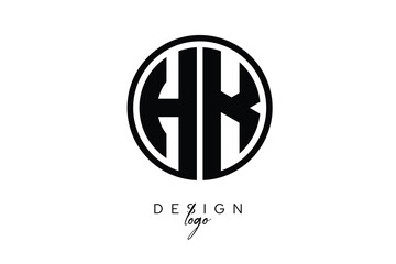 HK Circular Monogram Logo Modern Black & White Emblem for Luxury Branding & Elegant Visual Identity