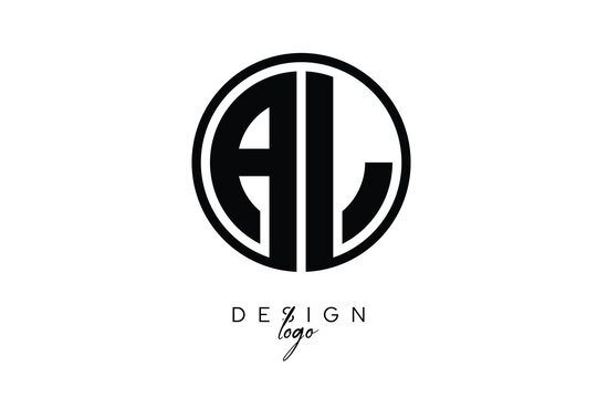 AL Circular Monogram Logo Modern Black & White Emblem for Luxury Branding & Elegant Visual Identity - Powered by Adobe