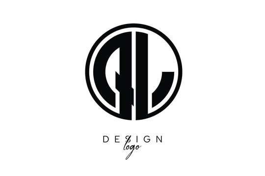 QL Circular Monogram Logo Modern Black & White Emblem for Luxury Branding & Elegant Visual Identity