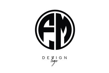 FM Circular Monogram Logo Modern Black & White Emblem for Luxury Branding & Elegant Visual Identity