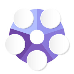 Process infographic with 5 steps, process or options.