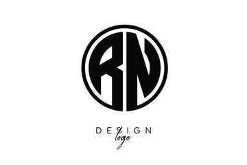 RN Circular Monogram Logo Modern Black & White Emblem for Luxury Branding & Elegant Visual Identity