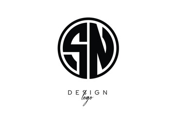 SN Circular Monogram Logo Modern Black & White Emblem for Luxury Branding & Elegant Visual Identity