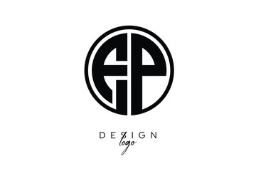 EP Circular Monogram Logo Modern Black & White Emblem for Luxury Branding & Elegant Visual Identity
