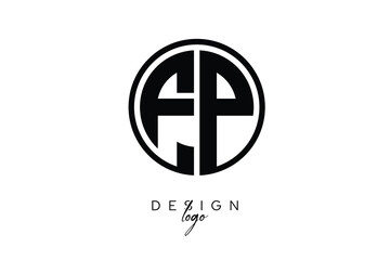 FP Circular Monogram Logo Modern Black & White Emblem for Luxury Branding & Elegant Visual Identity