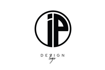 IP Circular Monogram Logo Modern Black & White Emblem for Luxury Branding & Elegant Visual Identity