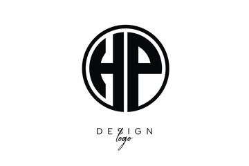 HP Circular Monogram Logo Modern Black & White Emblem for Luxury Branding & Elegant Visual Identity