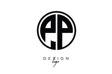 PP Circular Monogram Logo Modern Black & White Emblem for Luxury Branding & Elegant Visual Identity