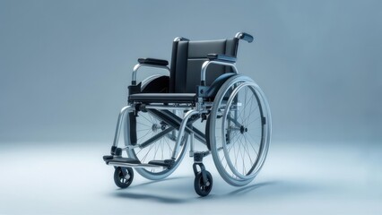 Modern wheelchair against plain background