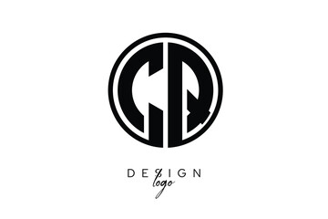 CQ Circular Monogram Logo Modern Black & White Emblem for Luxury Branding & Elegant Visual Identity