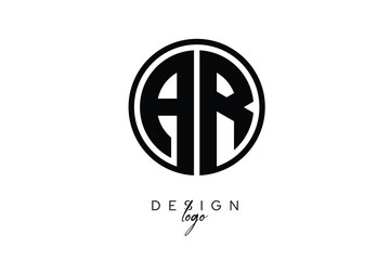 AR Circular Monogram Logo Modern Black & White Emblem for Luxury Branding & Elegant Visual Identity