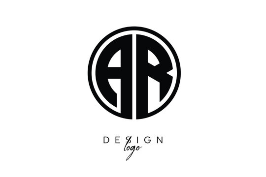 AR Circular Monogram Logo Modern Black & White Emblem for Luxury Branding & Elegant Visual Identity