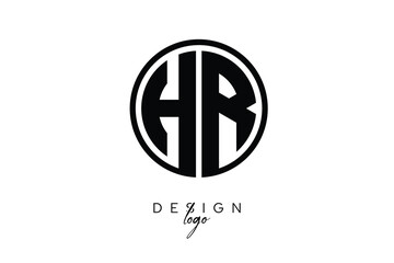 HR Circular Monogram Logo Modern Black & White Emblem for Luxury Branding & Elegant Visual Identity