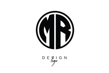 MR Circular Monogram Logo Modern Black & White Emblem for Luxury Branding & Elegant Visual Identity