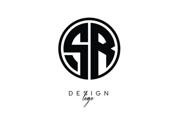 SR Circular Monogram Logo Modern Black & White Emblem for Luxury Branding & Elegant Visual Identity