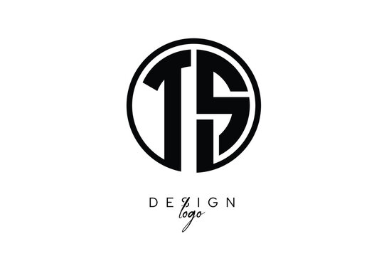 TS Circular Monogram Logo Modern Black & White Emblem for Luxury Branding & Elegant Visual Identity