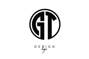 GT Circular Monogram Logo Modern Black & White Emblem for Luxury Branding & Elegant Visual Identity