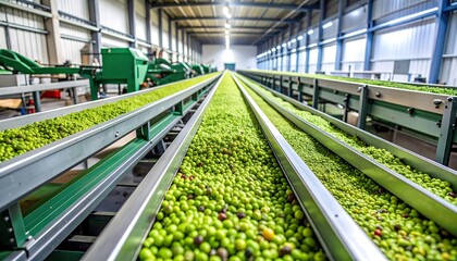 Olive harvest conveyor belt factory.