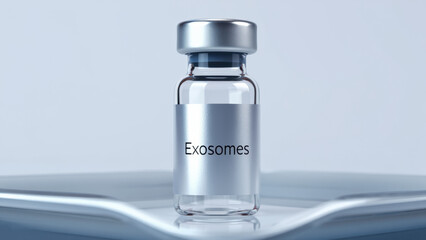 Exosomes vial, regenerative serum, cosmetic product, skincare innovation, biotechnology treatment, anti-aging solution, medical aesthetics, concentrated formula, clinical cosmetology, beauty science