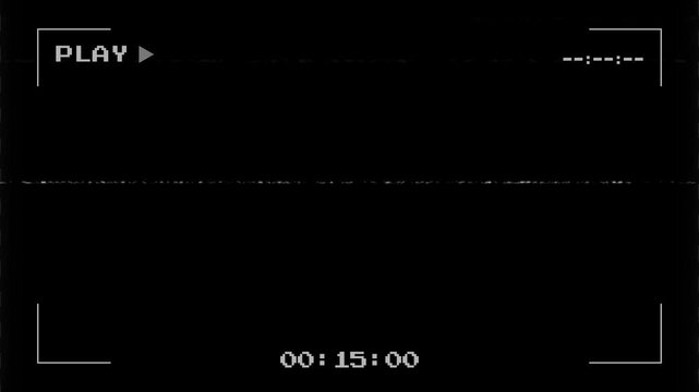 Analog VHS Recorder Play Screen with Static Noise and Timer