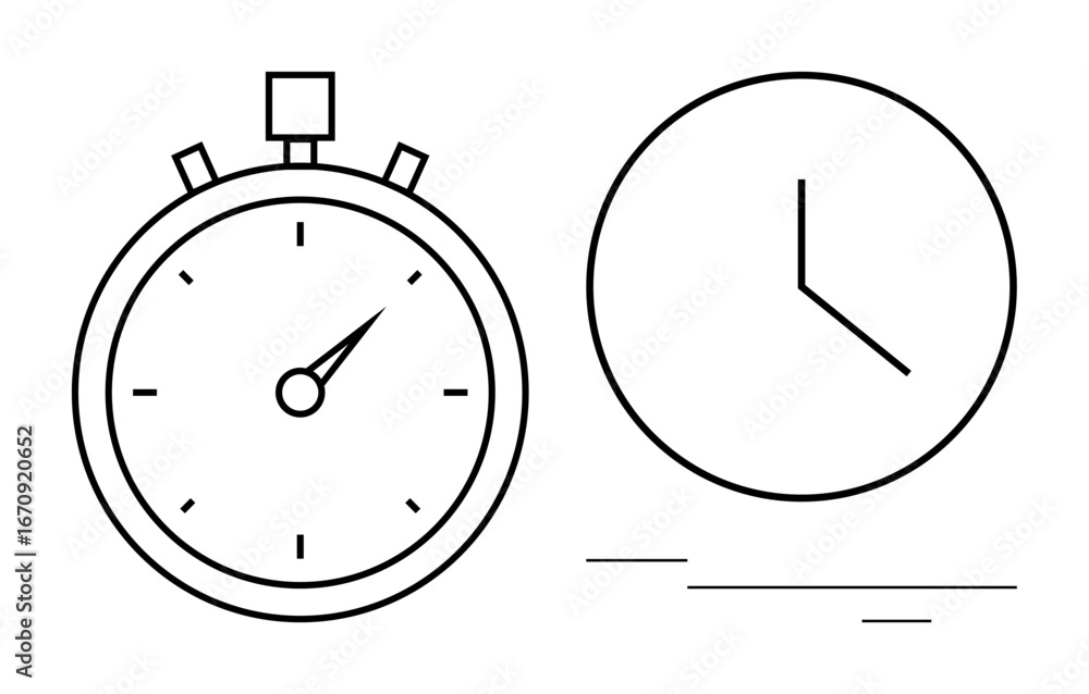 Poster analog stopwatch symbolizes precision, while minimalistic clock highlights general timekeeping. idea