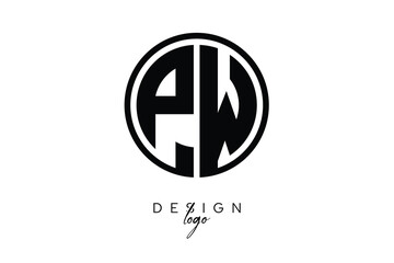 PW Circular Monogram Logo Modern Black & White Emblem for Luxury Branding & Elegant Visual Identity