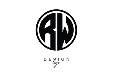 RW Circular Monogram Logo Modern Black & White Emblem for Luxury Branding & Elegant Visual Identity