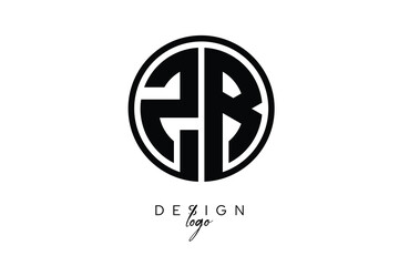 ZB Circular Monogram Logo Modern Black & White Emblem for Luxury Branding & Elegant Visual Identity