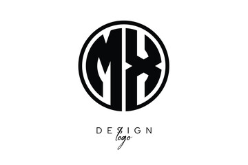 Obraz premium MX Circular Monogram Logo Modern Black & White Emblem for Luxury Branding & Elegant Visual Identity