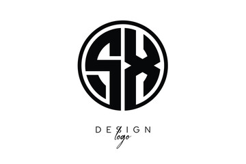 SX Circular Monogram Logo Modern Black & White Emblem for Luxury Branding & Elegant Visual Identity