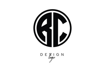 RC Circular Monogram Logo Modern Black & White Emblem for Luxury Branding & Elegant Visual Identity