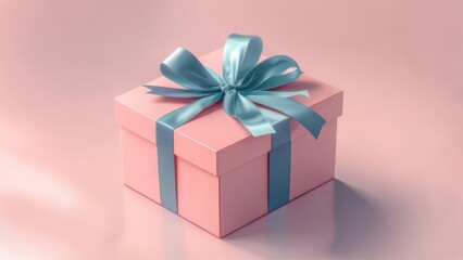 Obraz premium Pink gift box with teal ribbon
