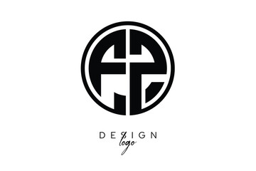 FZ Circular Monogram Logo Modern Black & White Emblem for Luxury Branding & Elegant Visual Identity