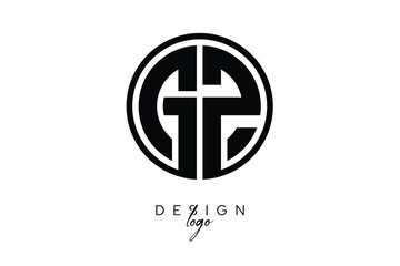 GZ Circular Monogram Logo Modern Black & White Emblem for Luxury Branding & Elegant Visual Identity
