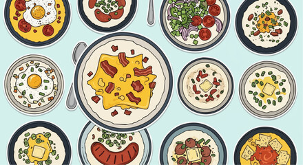 National grits for breakfast day september 2nd vector grits breakfast bowl recipe ideas southern comfort food with toppings illustration and delicious meals