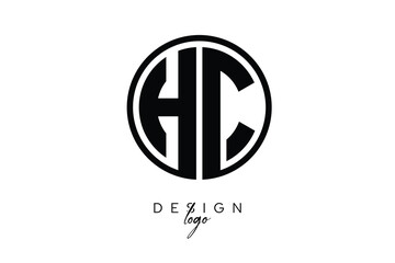 HC Circular Monogram Logo Modern Black & White Emblem for Luxury Branding & Elegant Visual Identity