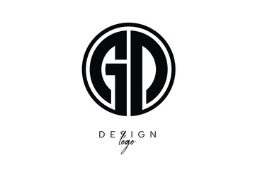 Obraz premium GD Circular Monogram Logo Modern Black & White Emblem for Luxury Branding & Elegant Visual Identity
