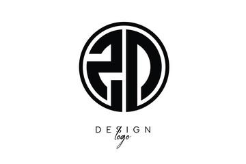 ZD Circular Monogram Logo Modern Black & White Emblem for Luxury Branding & Elegant Visual Identity