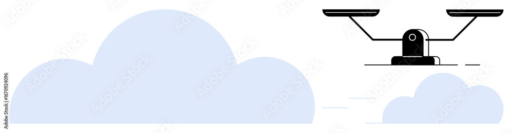 Poster a balanced scale floating above soft clouds, symbolizing fairness, justice, and equality. ideal for 