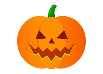 Halloween Jack O Lantern with Triangular Eyes and Zig Zag Mouth on White Background