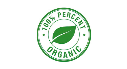 100 Organic Green Leaf Stamp Logo