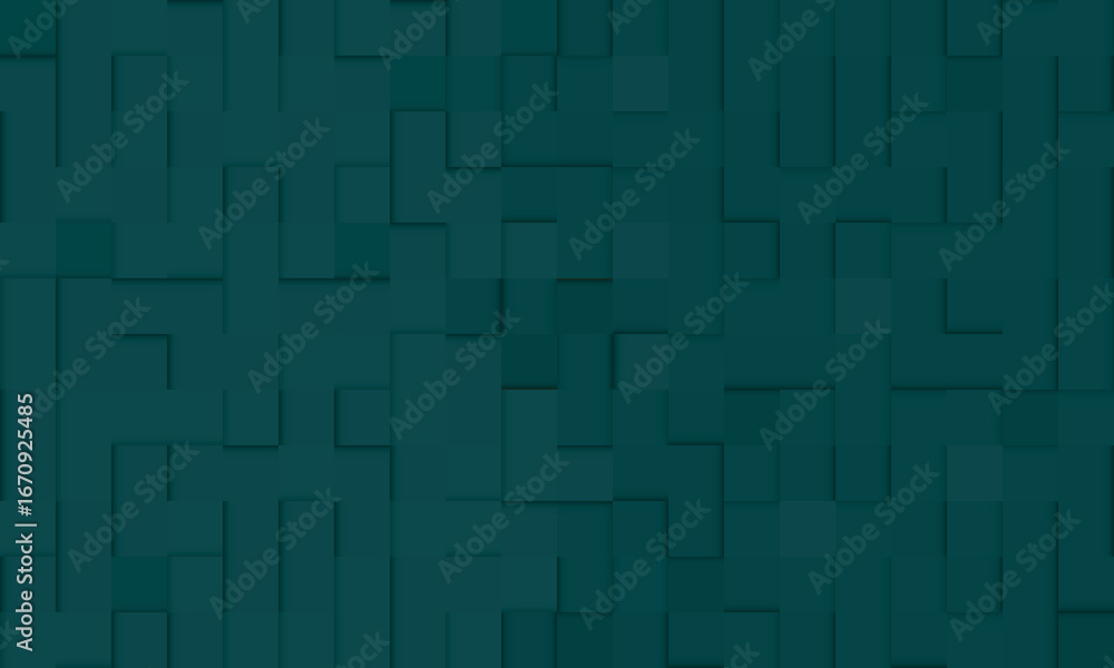 Fototapete random shifted cube boxes block creative background | random line with dark teal color combination f
