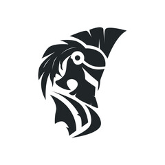 spartan logo illustration vintage concept old spartan kingdom fighter black silhouette templet design