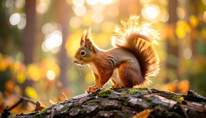 Obraz premium Red Squirrel in the forest