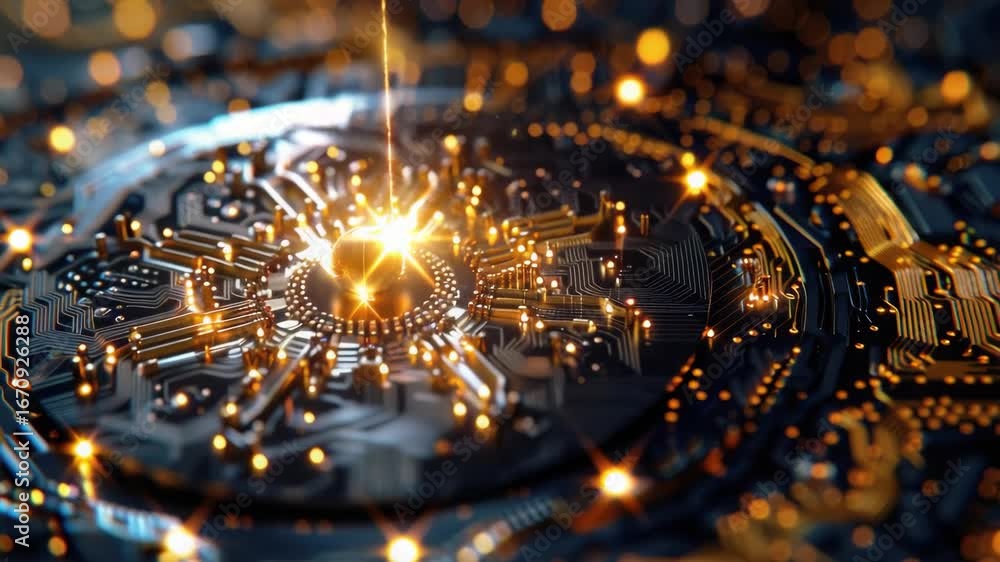 Poster microprocessor with integrated circuit background.